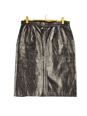 Vintage Midway Black Leather Pencil Skirt Size 12 Made in Korea High-Waist...